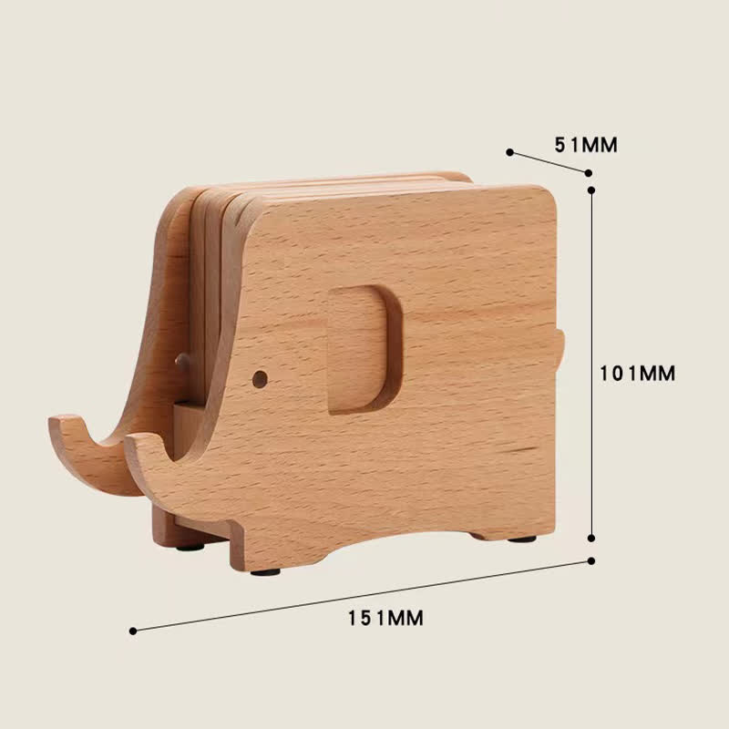 Support de téléphone en bois en forme d'éléphant