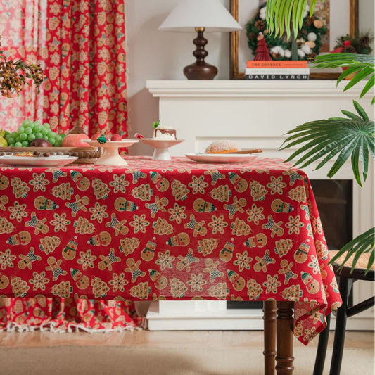 Nappe de fête de Noël en coton et lin