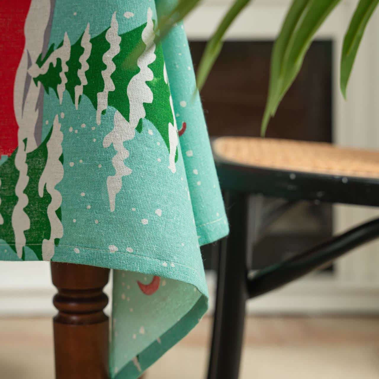 Nappe en coton et lin avec l'inscription « Joyeux Noël »