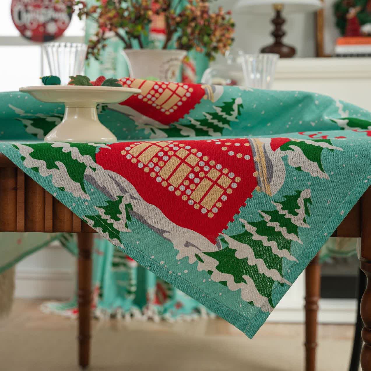 Nappe en coton et lin avec l'inscription « Joyeux Noël »