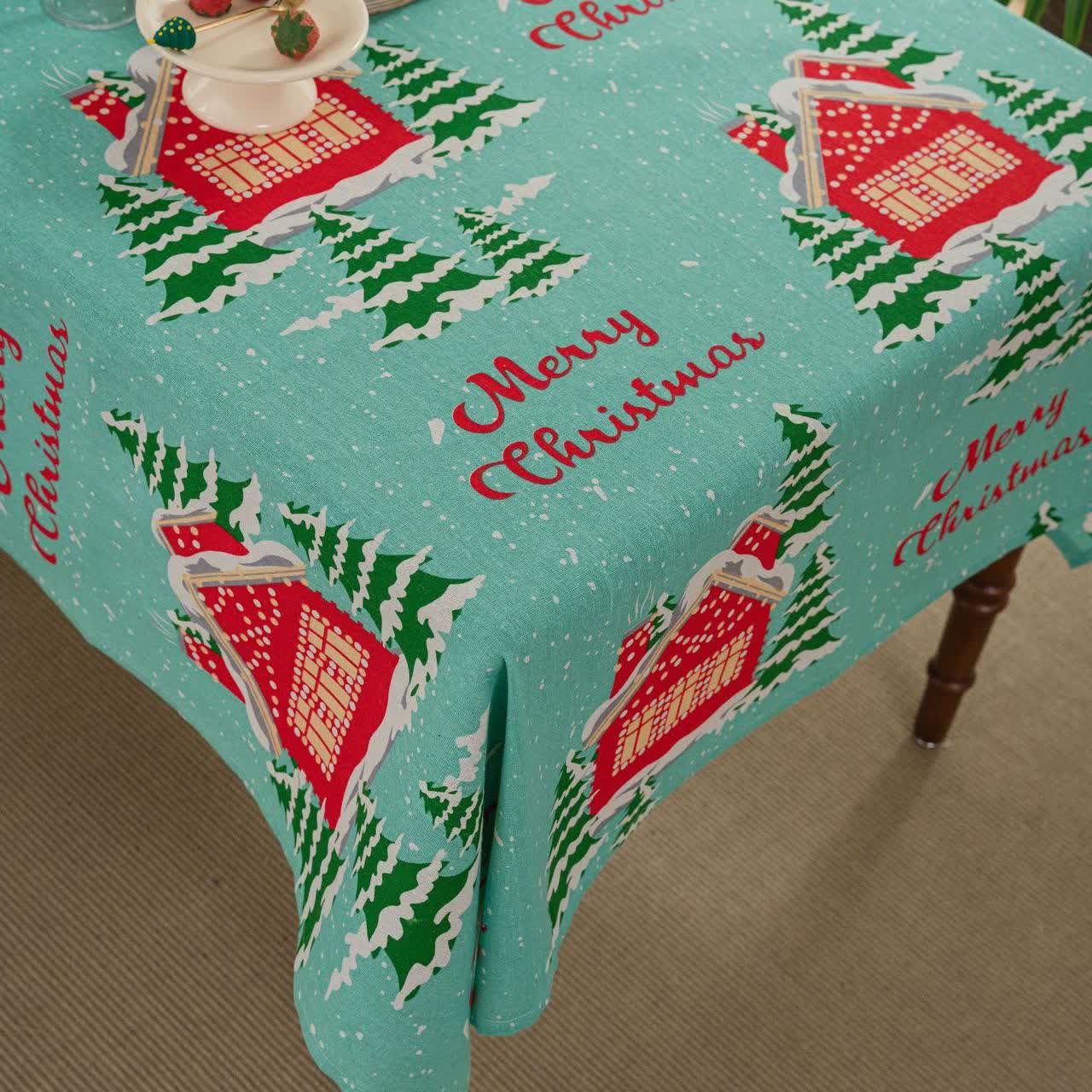 Nappe en coton et lin avec l'inscription « Joyeux Noël »