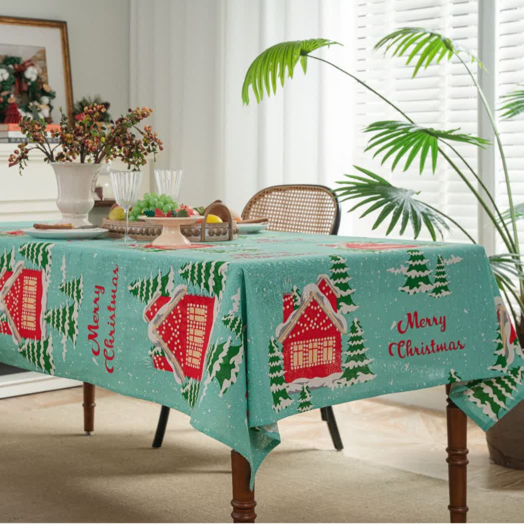 Nappe en coton et lin avec l'inscription « Joyeux Noël »