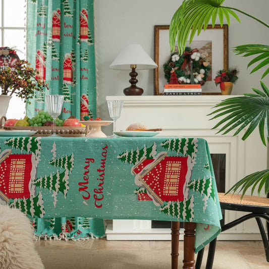 Nappe en coton et lin avec l'inscription « Joyeux Noël »
