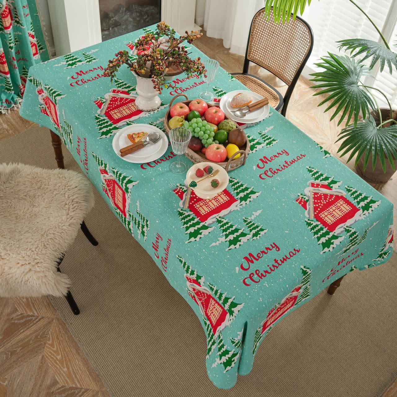 Nappe en coton et lin avec l'inscription « Joyeux Noël »