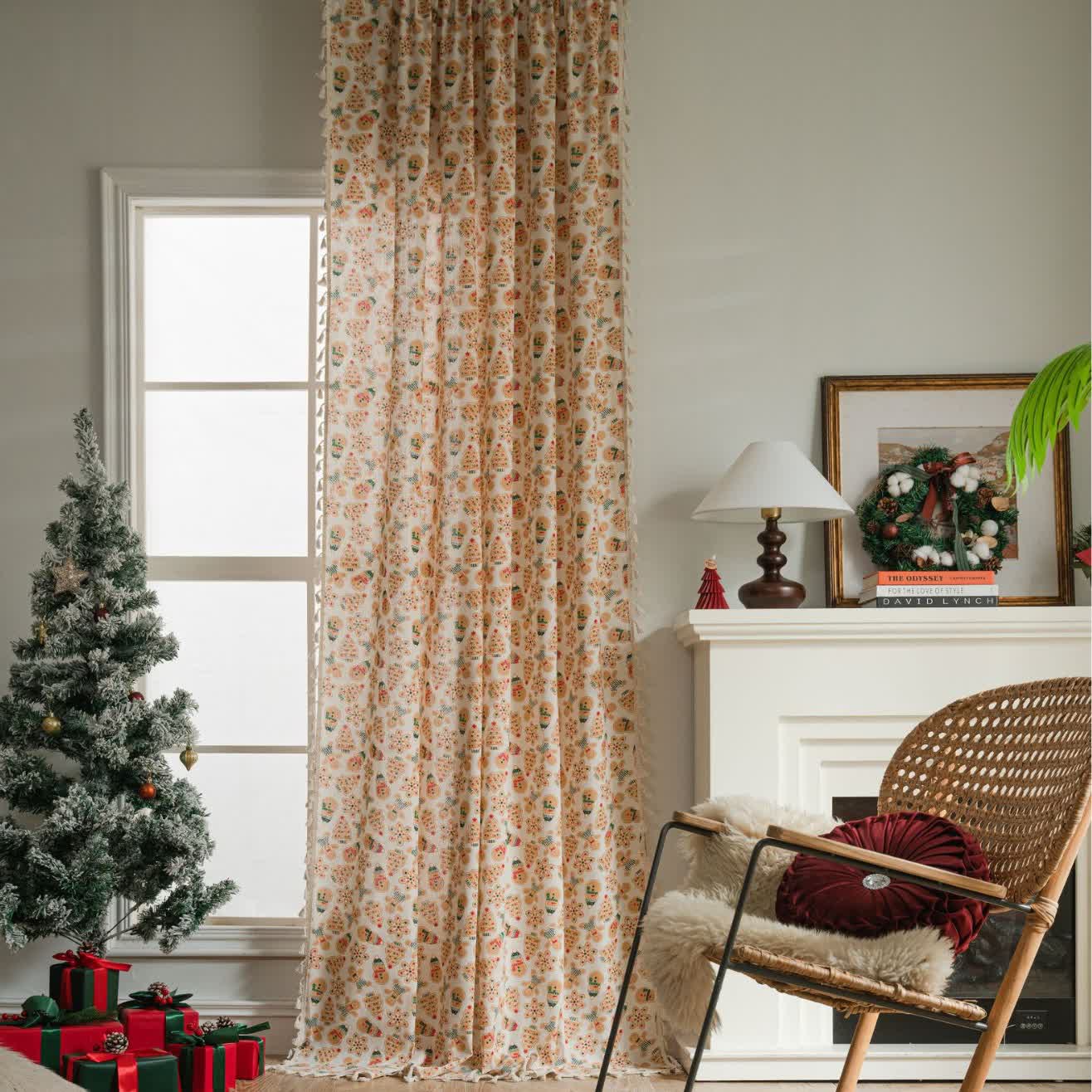 Rideau semi-ombragé avec motif de biscuits de Noël