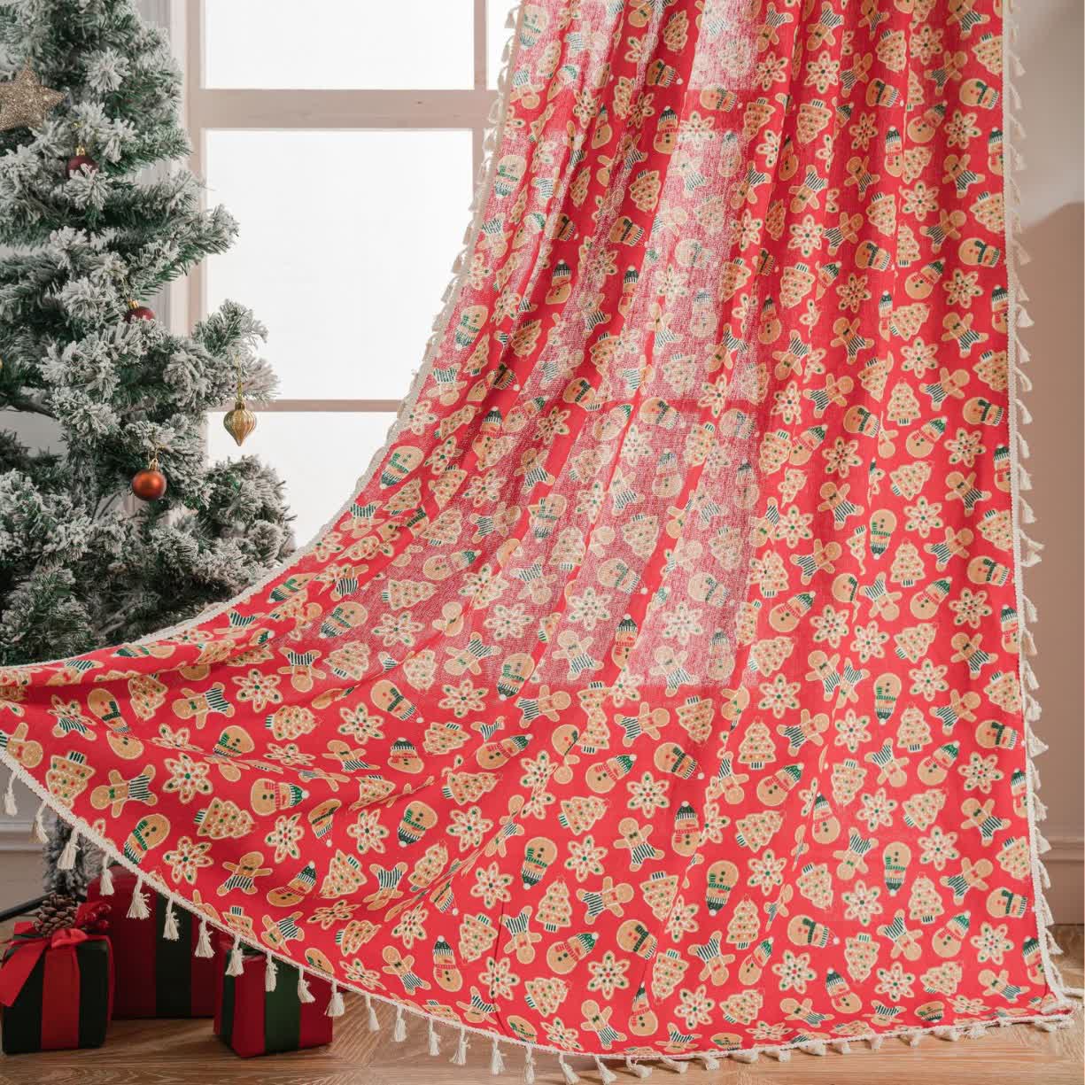 Rideau semi-ombragé avec motif de biscuits de Noël