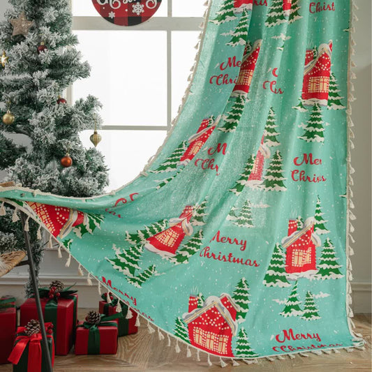 Rideau semi-ombragé « Joyeux Noël » en coton