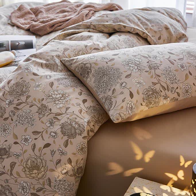 Parure de lit en coton brossé de style pastoral (4 pièces)