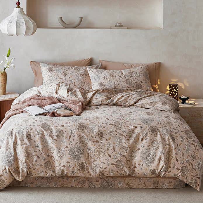 Parure de lit en coton brossé de style pastoral (4 pièces)