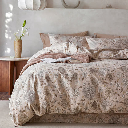 Parure de lit en coton brossé de style pastoral (4 pièces)