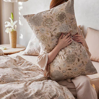 Parure de lit en coton brossé de style pastoral (4 pièces)