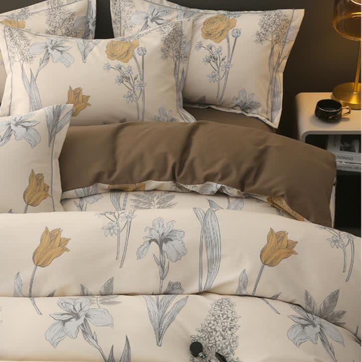 Collection de linge de lit pastoral en coton brossé