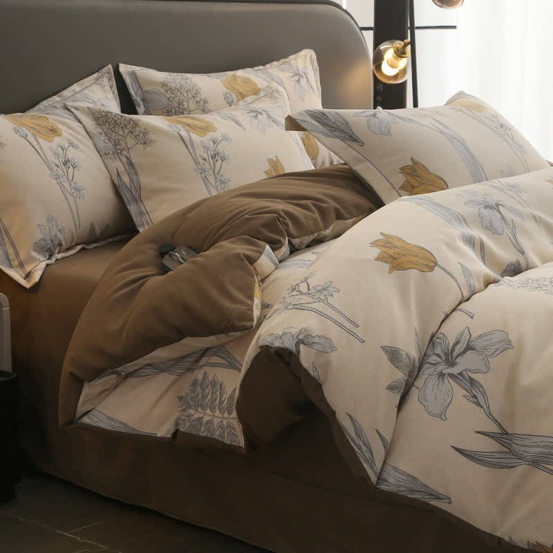 Collection de linge de lit pastoral en coton brossé