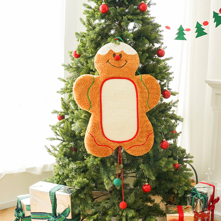 Coussin doux pour animaux de compagnie avec bonhomme en pain d'épices de Noël