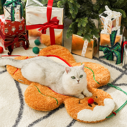 Coussin doux pour animaux de compagnie avec bonhomme en pain d'épices de Noël
