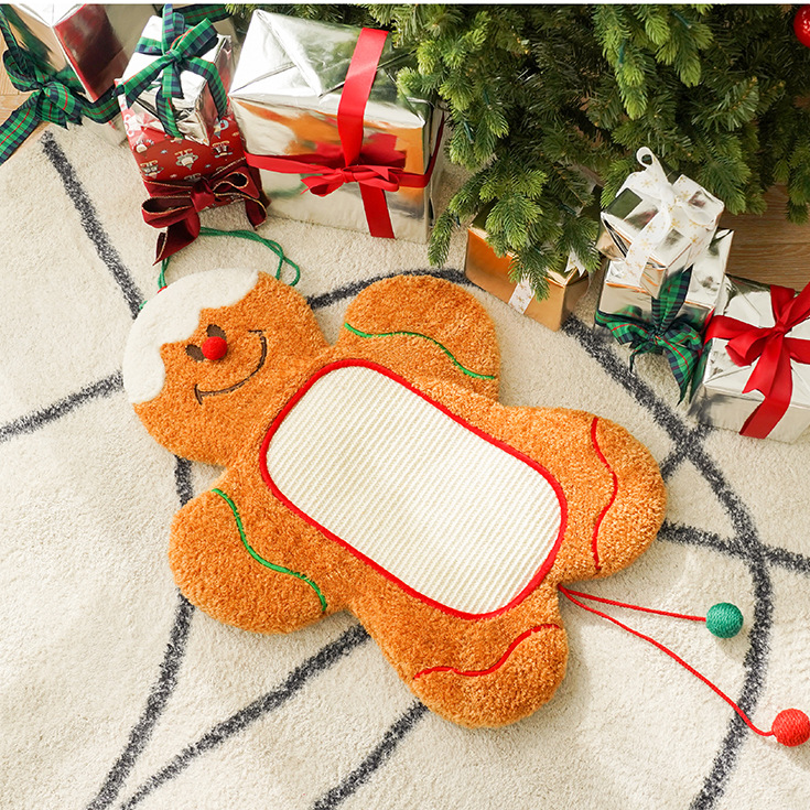 Coussin doux pour animaux de compagnie avec bonhomme en pain d'épices de Noël
