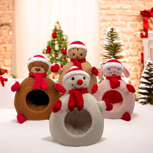 Panier pour animaux de compagnie en polaire douce et chaude de Noël