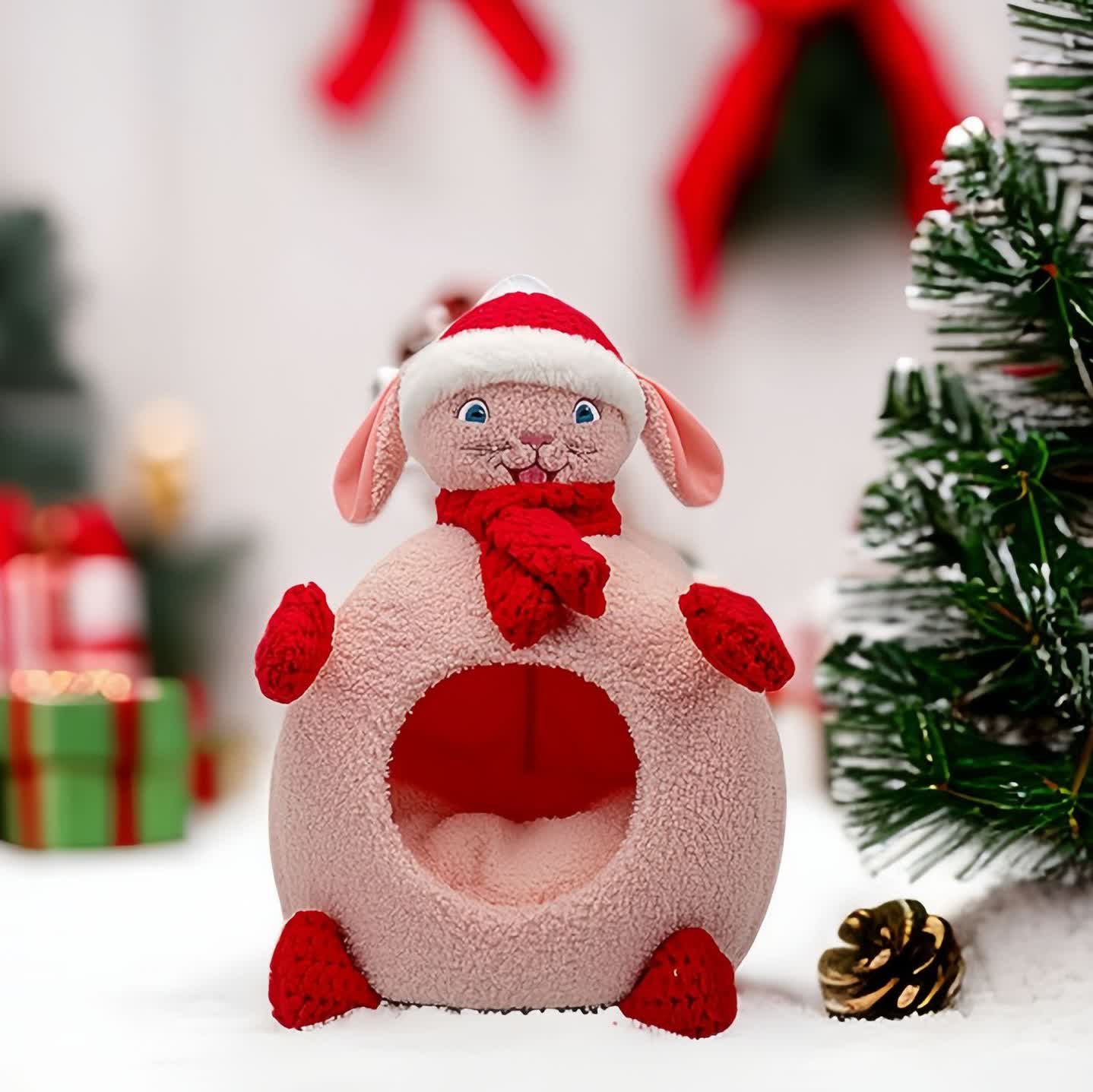 Panier pour animaux de compagnie en polaire douce et chaude de Noël
