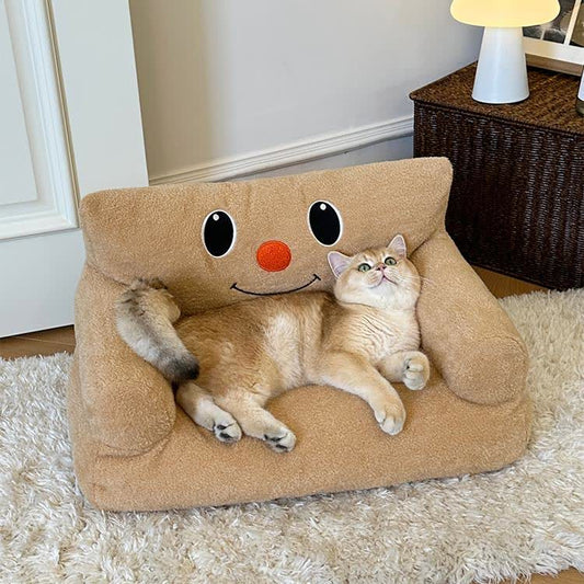 Canapé-lit en peluche pour animaux de compagnie, mignon, amovible et lavable