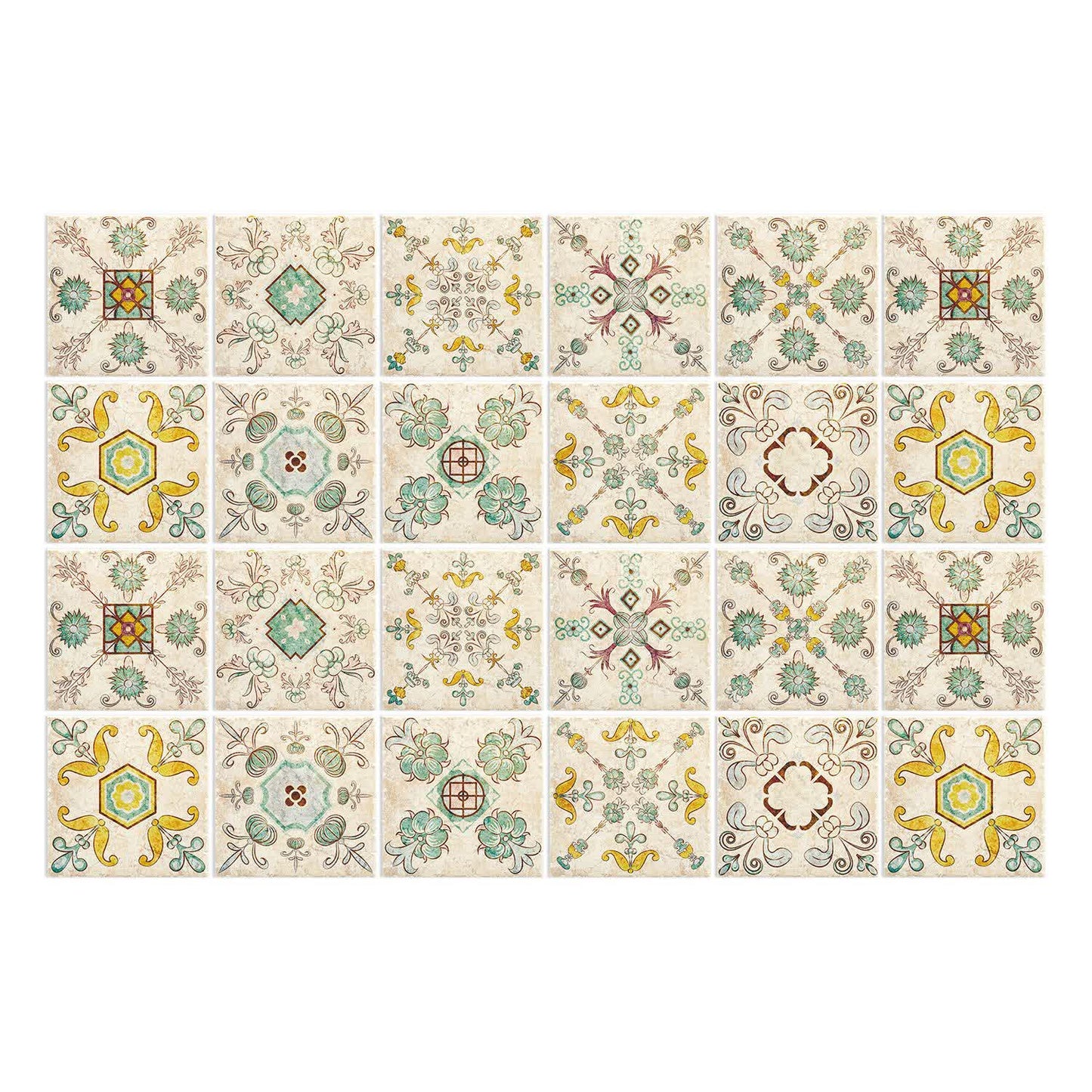 Autocollants muraux simples à fleurs rétro (24 pièces)