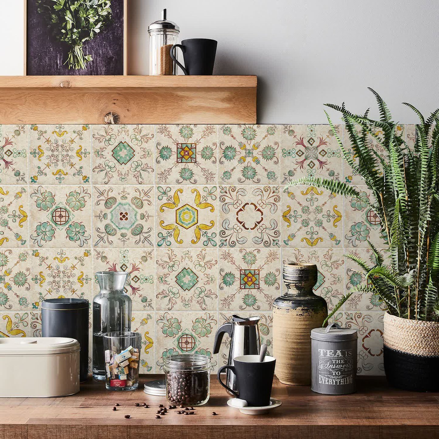 Autocollants muraux simples à fleurs rétro (24 pièces)