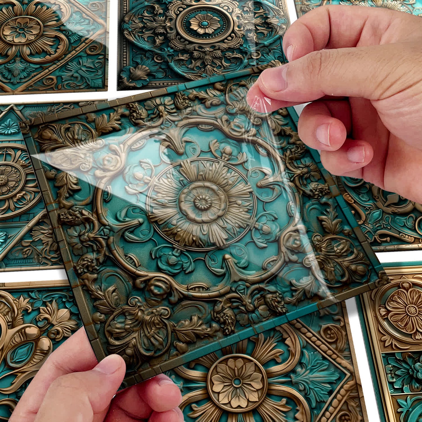 Autocollants pour carrelage imperméables de style mandala vintage (10 pièces)