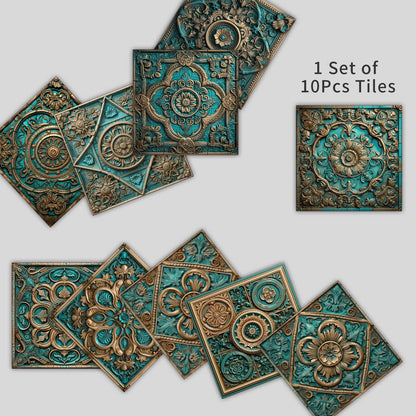 Autocollants pour carrelage imperméables de style mandala vintage (10 pièces)