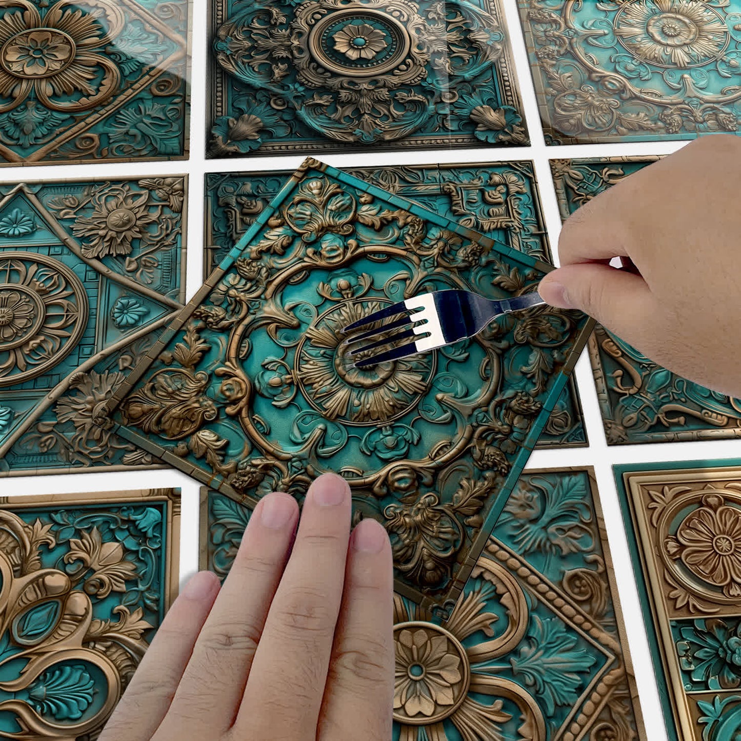 Autocollants pour carrelage imperméables de style mandala vintage (10 pièces)