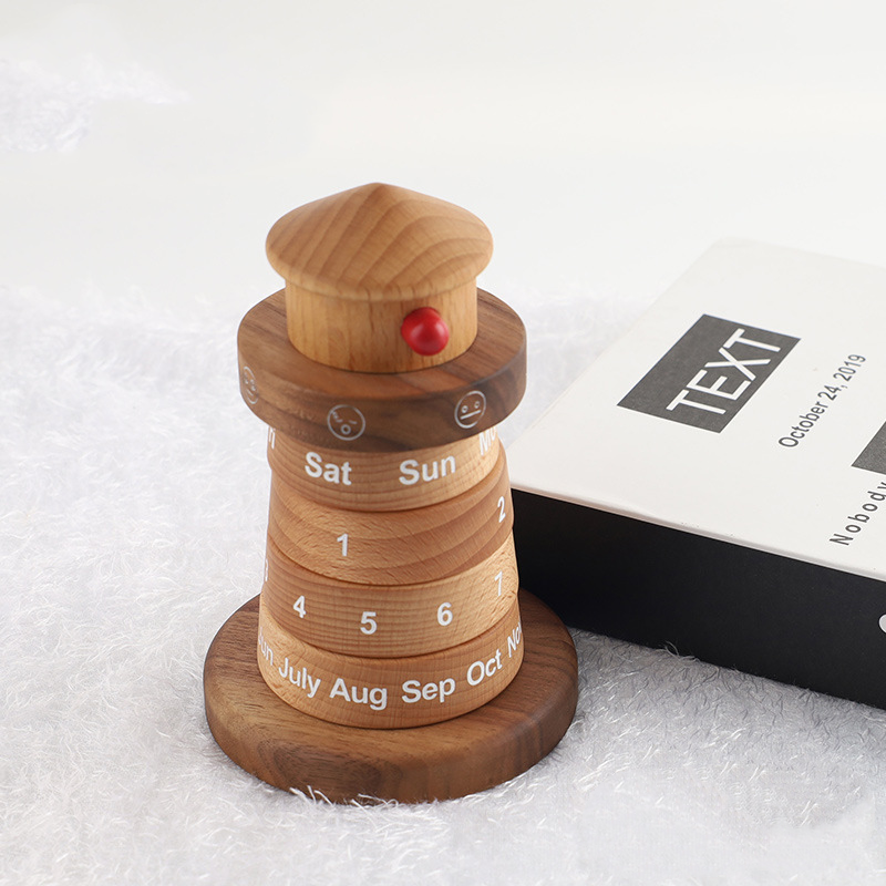 Calendrier de bureau en bois Phare