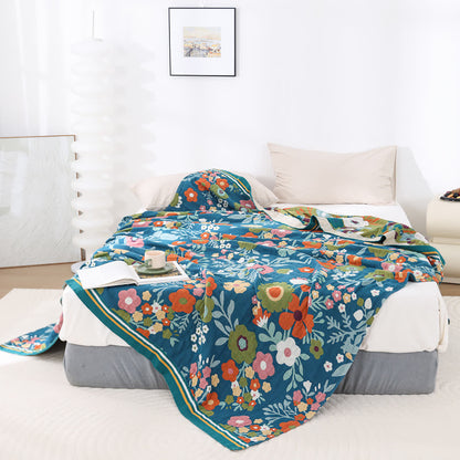Couette en gaze de coton douce avec des fleurs lumineuses