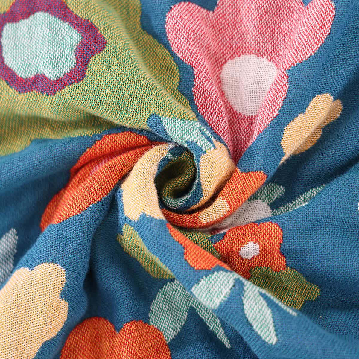 Couverture en gaze de coton douce avec des fleurs lumineuses