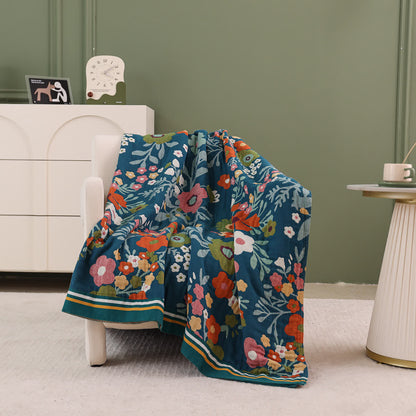 Couverture en gaze de coton douce avec des fleurs lumineuses