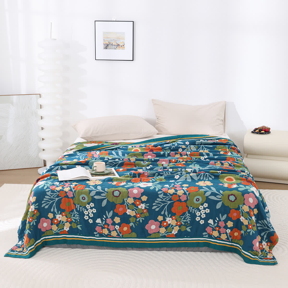 Couette en gaze de coton douce avec des fleurs lumineuses