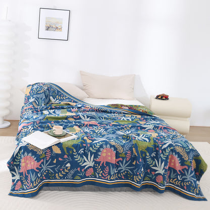 Couette légère en gaze de coton avec motif forêt de dinosaures
