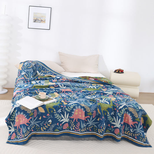 Couette légère en gaze de coton avec motif forêt de dinosaures
