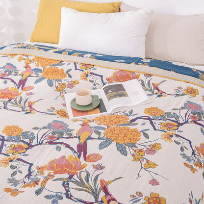 Couette légère en gaze de coton avec fleurs en fleurs