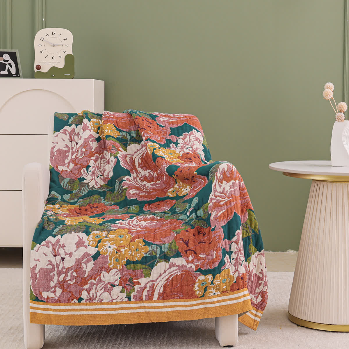 Élégante courtepointe en gaze de coton rose vif