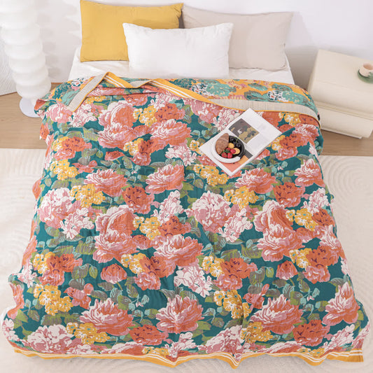 Élégante courtepointe en gaze de coton rose vif