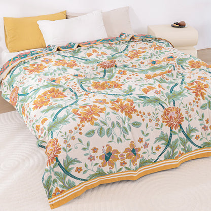 Couette rafraîchissante en gaze de coton avec pétales de fleurs