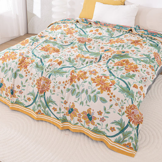 Couette rafraîchissante en gaze de coton avec pétales de fleurs