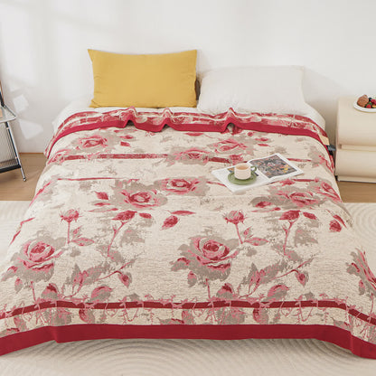 Couverture douillette en gaze de coton à motif de roses