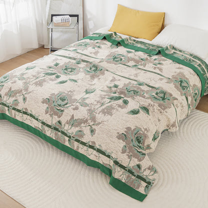 Couverture douillette en gaze de coton à motif de roses