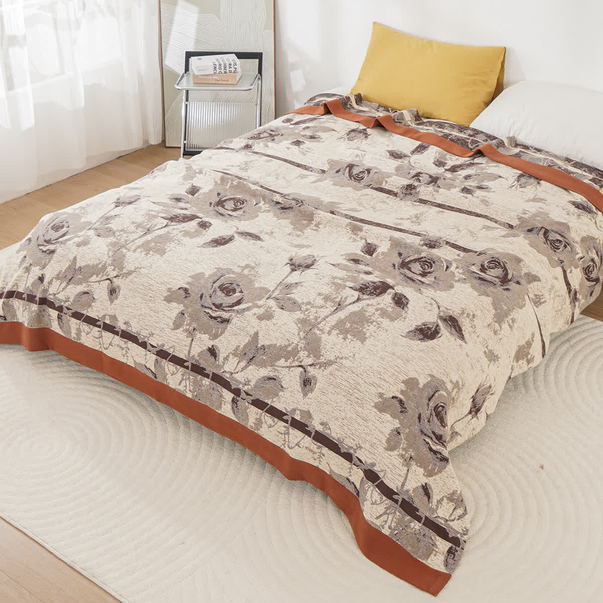 Couverture douillette en gaze de coton à motif de roses