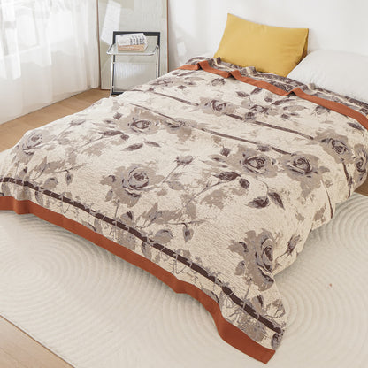Couverture douillette en gaze de coton à motif de roses