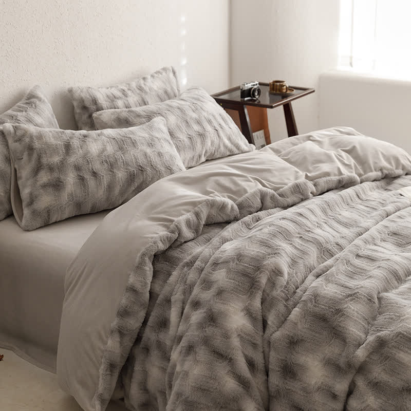 Parure de lit simple en velours doux dégradé (4 pièces)