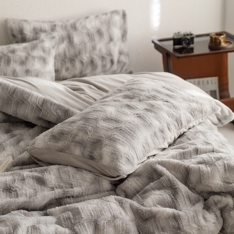 Parure de lit simple en velours doux dégradé (4 pièces)