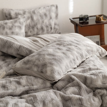 Parure de lit simple en velours doux dégradé (4 pièces)