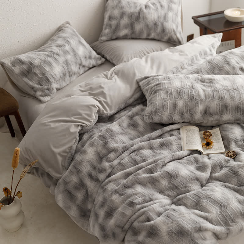 Parure de lit simple en velours doux dégradé (4 pièces)