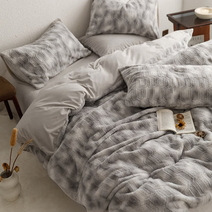 Parure de lit simple en velours doux dégradé (4 pièces)