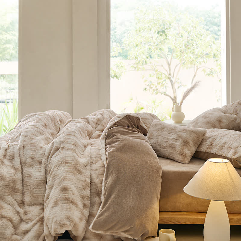 Parure de lit simple en velours doux dégradé (4 pièces)